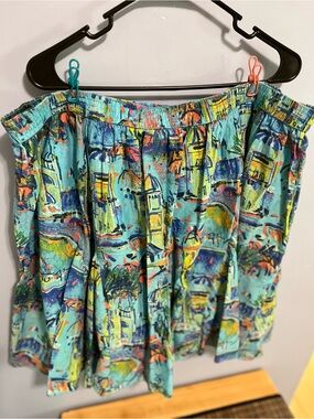 Lane Bryant Aqua Multi-Color Skirt
